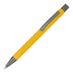 Penna a sfera in alluminio soft touch, corpo sottile e inchiostro nero color giallo