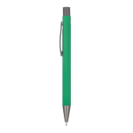Penna a sfera in alluminio soft touch, corpo sottile e inchiostro nero color verde terza vista