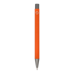 Penna a sfera in alluminio soft touch, corpo sottile e inchiostro nero color arancione quarta vista