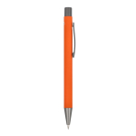 Penna a sfera in alluminio soft touch, corpo sottile e inchiostro nero color arancione quinta vista