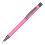 Penna a sfera in alluminio soft touch, corpo sottile e inchiostro nero color rosa
