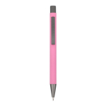 Penna a sfera in alluminio soft touch, corpo sottile e inchiostro nero color rosa seconda vista