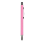 Penna a sfera in alluminio soft touch, corpo sottile e inchiostro nero color rosa quinta vista