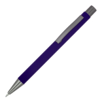 Penna a sfera in alluminio soft touch, corpo sottile e inchiostro nero color viola