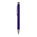 Penna a sfera in alluminio soft touch, corpo sottile e inchiostro nero color viola terza vista