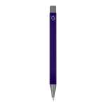 Penna a sfera in alluminio soft touch, corpo sottile e inchiostro nero color viola quarta vista