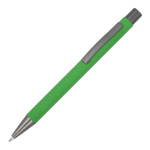 Penna a sfera in alluminio soft touch, corpo sottile e inchiostro nero color lime