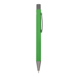 Penna a sfera in alluminio soft touch, corpo sottile e inchiostro nero color lime quinta vista