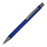 Penna a sfera in alluminio soft touch, corpo sottile e inchiostro nero color blu scuro