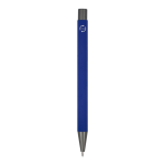Penna a sfera in alluminio soft touch, corpo sottile e inchiostro nero color blu scuro quarta vista