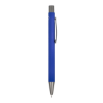 Penna a sfera in alluminio soft touch, corpo sottile e inchiostro nero color blu scuro quinta vista