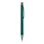 Penna a sfera in alluminio soft touch, corpo sottile e inchiostro nero color verde scuro quinta vista