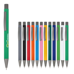 Penna a sfera in alluminio soft touch, corpo sottile e inchiostro nero
