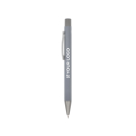 Penna a sfera in alluminio soft touch, corpo sottile e inchiostro nero vista area di stampa