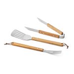 Set barbecue in scatola di bambù con utensili per griglia color naturale terza vista