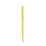 Penna in alluminio riciclato girevole con scrittura nera color giallo seconda vista
