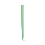 Penna in alluminio riciclato girevole con scrittura nera color verde pastello vista posteriore