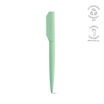 Penna in alluminio riciclato girevole con scrittura nera color verde pastello
