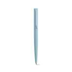 Penna in alluminio riciclato girevole con scrittura nera color azzurro pastello seconda vista