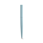 Penna in alluminio riciclato girevole con scrittura nera color azzurro pastello vista posteriore