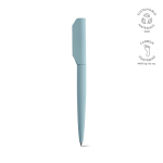 Penna in alluminio riciclato girevole con scrittura nera color azzurro pastello