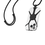 Lanyard in nylon regolabile fino a 150 cm per appendere il cellulare color nero seconda vista