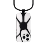 Lanyard in nylon regolabile fino a 150 cm per appendere il cellulare color nero seconda vista frontale