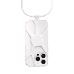 Lanyard in nylon regolabile fino a 150 cm per appendere il cellulare color bianco seconda vista frontale