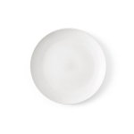 Piatto piano in ceramica con finitura opaca prodotto in Europa color bianco vista frontale