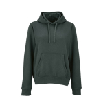 Felpa con cappuccio da donna in cotone biologico 300 g/m² Bondi color verde scuro vista frontale