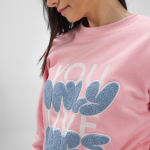 Felpa da donna in cotone biologico girocollo 300 g/m² Waikiki color rosa vista ambiente