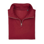 Felpa unisex in cotone biologico con zip 1/4 340g/m² Malibu color bordò seconda vista frontale
