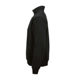 Felpa unisex in cotone biologico con zip 1/4 340g/m² Malibu color nero terza vista