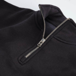 Felpa unisex in cotone biologico con zip 1/4 340g/m² Malibu color nero vista dettaglio