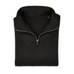 Felpa unisex in cotone biologico con zip 1/4 340g/m² Malibu color nero seconda vista frontale