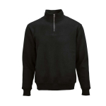 Felpa unisex in cotone biologico con zip 1/4 340g/m² Malibu color nero vista frontale
