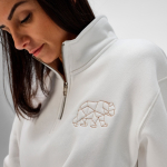 Felpa unisex in cotone biologico con zip 1/4 340g/m² Malibu color bianco seconda vista ambiente