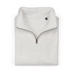 Felpa unisex in cotone biologico con zip 1/4 340g/m² Malibu color bianco seconda vista frontale