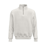 Felpa unisex in cotone biologico con zip 1/4 340g/m² Malibu color bianco vista frontale