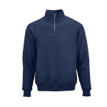Felpa unisex in cotone biologico con zip 1/4 340g/m² Malibu color blu mare vista frontale