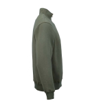 Felpa unisex in cotone biologico con zip 1/4 340g/m² Malibu color verde militare seconda vista