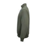 Felpa unisex in cotone biologico con zip 1/4 340g/m² Malibu color verde militare terza vista