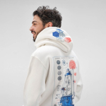 Felpa unisex in cotone biologico con cappuccio 340g/m² Tulum color bianco seconda vista ambiente