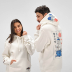 Felpa unisex in cotone biologico con cappuccio 340g/m² Tulum color bianco
