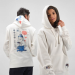 Felpa unisex in cotone biologico con cappuccio 340g/m² Tulum color bianco vista ambiente