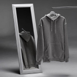 Felpa unisex in cotone biologico con cappuccio 340g/m² Tulum color grigio jeansato vista ambiente