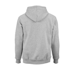 Felpa unisex in cotone biologico con cappuccio 340g/m² Tulum color grigio jeansato vista posteriore