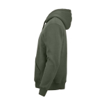 Felpa unisex in cotone biologico con cappuccio 340g/m² Tulum color verde militare terza vista