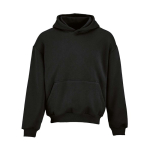 Felpa unisex oversize 340 g/m² in cotone e poliestere riciclato Ericeira color nero vista frontale
