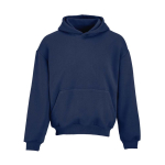 Felpa unisex oversize 340 g/m² in cotone e poliestere riciclato Ericeira color blu mare vista frontale